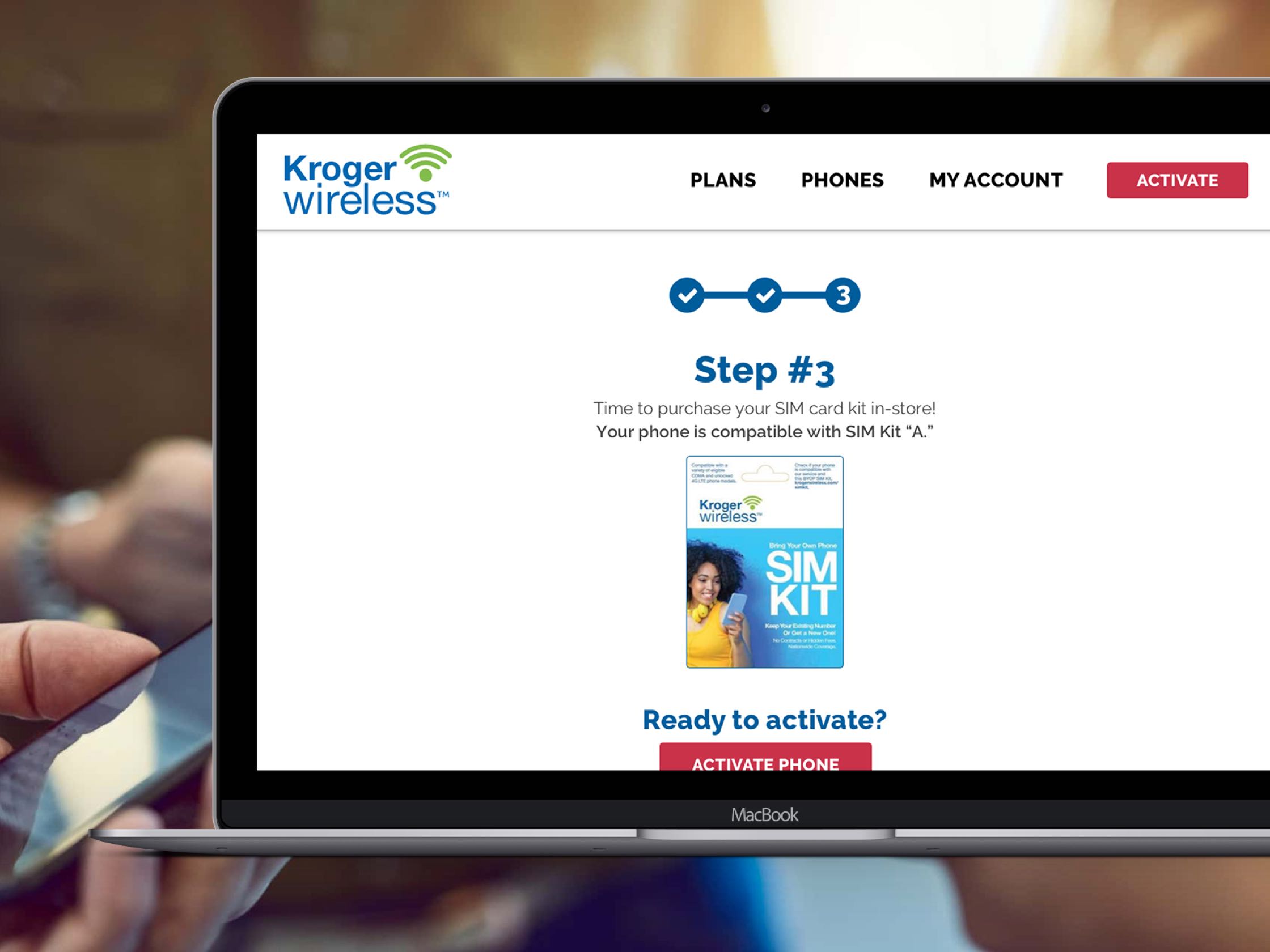 Kroger Wireless site on MacBook Pro.