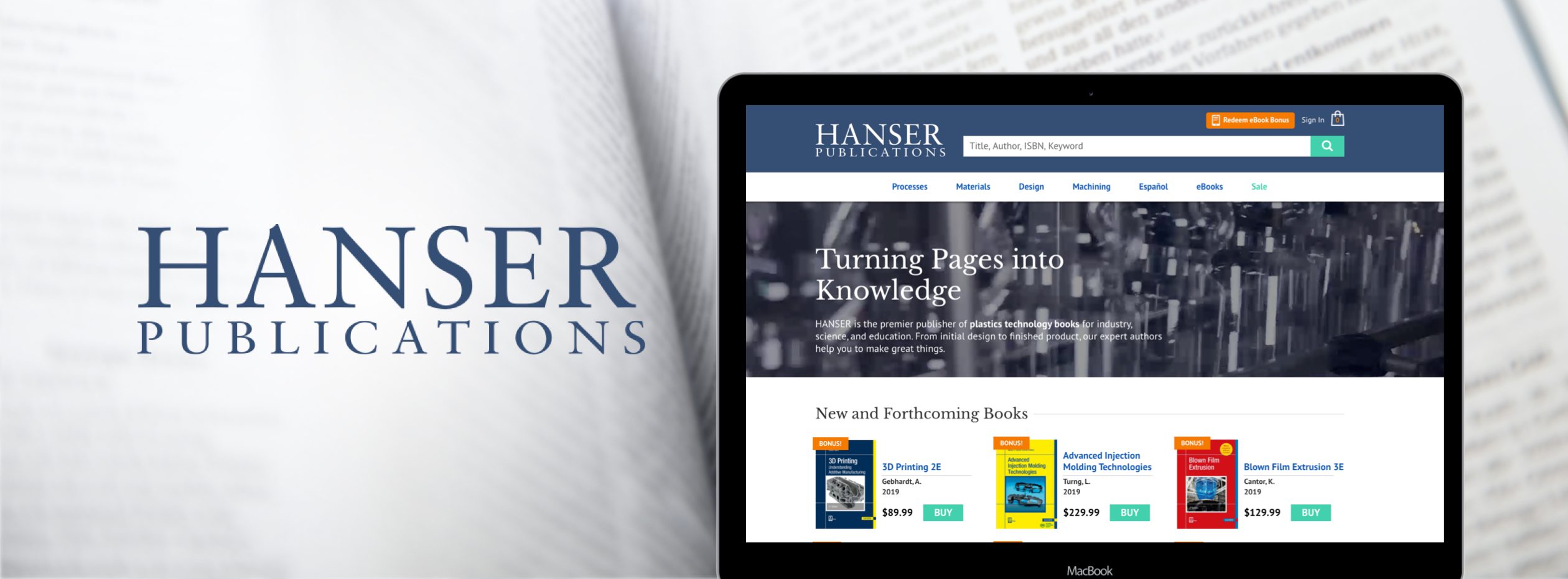 Hanser ecommerce homepage